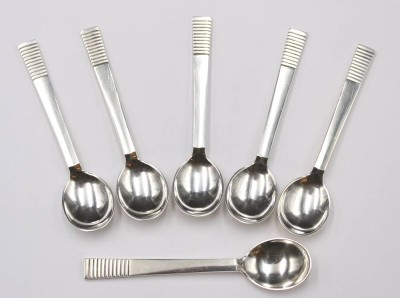 Auktion 352<br>6x Mokkalöffel, Georg Jensen, Parallel, Silber,  77,4gr., L-9,5cm [1]