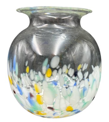 Auktion 353<br>grosse Vase mit bunten Einschmelzungen, H-16,5 cm, D-12 cm [1]