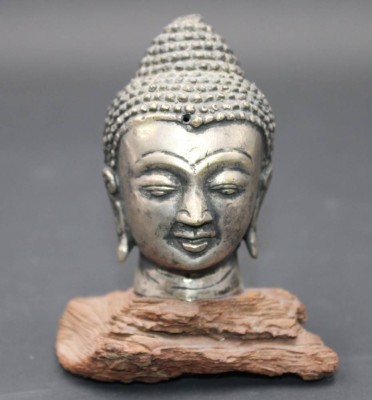 Auktion 353<br>Buddha-Büste auf Stand, wohl Bronze silberfarben, H-9cm [1]