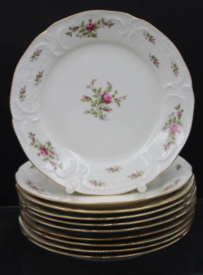 Auktion 353<br>10x Kuchenteller, Rosenthal, Classic Rose, Moosrose, je D-20cm [1]