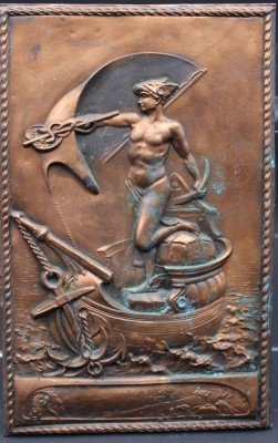 Auktion 353<br>Kupfer-Relief, Hermes, älter, sign. Ga. Bomin, ca. 34,5 x 22cm [1]