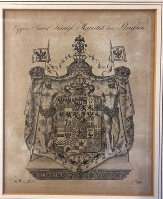 Auktion 353<br>Wappen des Königs von Preussen, Kupferstich um  1770, ger/Glöas, RG  42x36 cm [1]