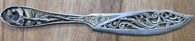 Auktion 353<br>Fisch-Vorlegemesser ?, Silber-835-, L-23 cm, 63,3 gr. [1]