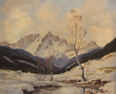 Auktion 353<br>Sepp BURGHOFER (XIX-XX) , Winterlandschaft, Öl/Leinwand, gerahmt, RG 69,5 x 80cm (Sperrgut) [1]