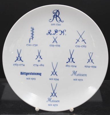 Auktion 353<br>Meissen-Wandteller sowie Meissen Medaille, 1. Wahl, Teller D-25,5cm [1]