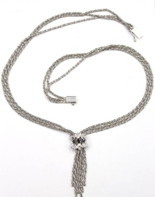 Auktion 354<br>mehrreihige Collier-Kette, 835er Silber, 3 Saphire, 14,6gr., L-40cm [1]