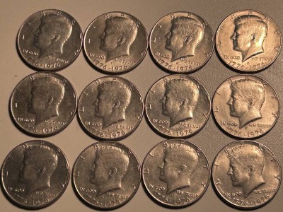 Auktion 354<br>12x Half Dollar, USA, Kennedy/Independence Hall, 1976, [1]