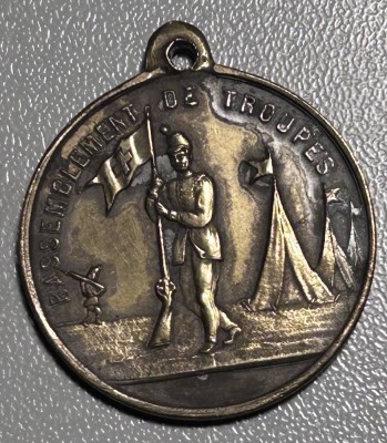 Auktion 354<br>Schweizer militär. Medaille Medaille Fribourg avanches morat laupen 1873, Messing, D-2,7 cm [1]