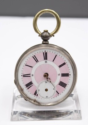 Auktion 354<br>Taschenuhr um 1900, Kronenaufzug, Werk läuft, 2 Zeiger lose aber anbei, ca. D-4,5cm [1]