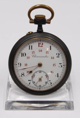 Auktion 354<br>Taschenuhr um 1920, Chronometre, Metallgehäuse, Kronenaufzug, Werk läuft, D-4,5cm [1]