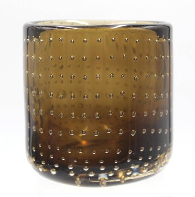 Auktion 354<br>Kunstglas-Vase, braun mit Luftblasen, ca. H-10,5cm D-10,5cm [1]