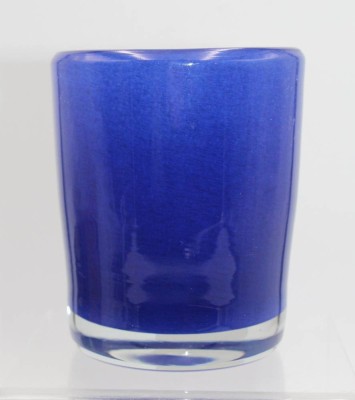 Auktion 354<br>Kunstglas-Vase, blau/klar, ca. H-14cm D-11,8cm [1]