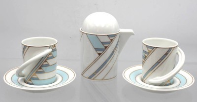 Auktion 355<br>2x Mokkatassen mit U.T. sowie Sahne-/Portionskännchen, , Rosenthal studio-linie, Cupola, Entw. Mario Bellini, ca. H-10cm u. 6cm [1]