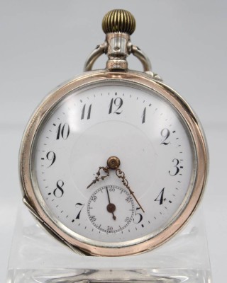 Auktion 355<br>Taschenuhr um 1920, Silbergehäuse, Kronenaufzug, Werk läuft an, D-4,7cm [1]