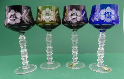 Auktion 355<br>4x hohe Buntglas-Weinrömer 