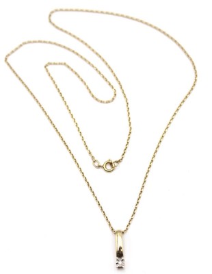 Auktion 355<br>Kette mit Anhänger, 585er GG, kl. Brillant (0,01ct), zus. 4,2gr. ca. L-52cm [1]