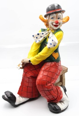 Auktion 355<br>gr. Clown-Figur auf Hocker, gemarkt, ca. H-50cm [1]