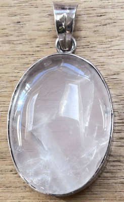 Auktion 355<br>Anhänger mit Rosenquartz, Silber geprüft, H-mit Öse 5 cm, 14,7 gr [1]