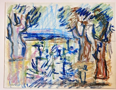 Auktion 355<br>Heinz Glüsing (1920 - 2013), 1969, Hamburger Künstler, s. Wikipedia , Aquarell in PP, MG 24x30,5 cm, PP 49x64 cm, verso betitelt Griechenland [1]