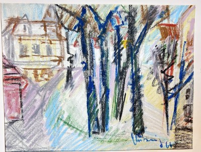 Auktion 355<br>Heinz Glüsing (1920 - 2013), 1966, Hamburger Künstler, s. Wikipedia, Aquarell in PP, MG 24x30,5 cm, PP 49x64 cm, verso betitelt 