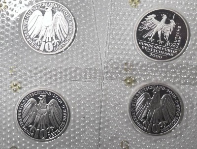 Auktion 355<br>8x 10 DM  Sondermünzen, BRD, um 2000, stempelglanz, 7x verschweisst [1]