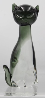 Auktion 355<br>Murano Rauchglas Katze, H-18 cm [1]