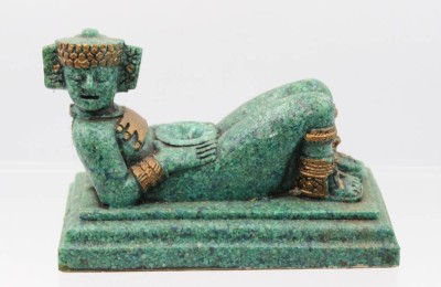 Auktion 355<br>Maya-Figur, neuzeitl.,  Mexiko, H-9,5cm B-15cm [1]