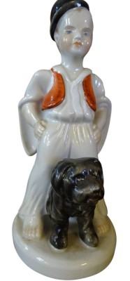 Auktion 355<br>Figur eines ungar. Pferdehirten mit Puli-Hund 