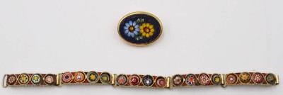 Auktion 355<br>2x Millefiori-Schmuck, Italien, Armband und Brosche, Armband L-16cm [1]