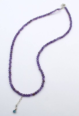 Auktion 355<br>Amethyst-Halskette mit kl. blauen Diamant-Anhänger (0,12ct), Silbermonturen, L-40cm [1]