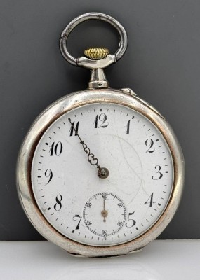 Auktion 356<br>Herren-Taschenuhr, 800er Silbergehäuse, 20er Jahre, Kronenaufzug, Werk läuft, D-5cm [1]