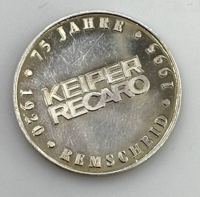 Auktion 356<br>Feinsilber-Medaille, 75 Jahre Keiper Recaro, ca. 11gr., D-3cm [1]