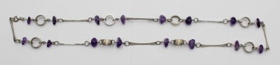 Auktion 356<br>Halskette, Amethyst, versilbert, ca. L-65cm [1]