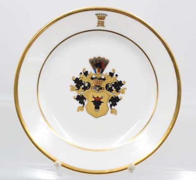 Auktion 356<br>Studentika-Wappenteller, jug. Corps Boroussia Bonn, Mecklenburg (Niederadel!), Diedrich v., 1855, D-20cm [1]