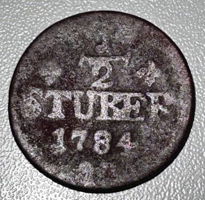 Auktion 356<br>Deutsche Staaten, JULICH-BERG, Karl Theodor, 1/2 Stüber, 1784, stark berieben [1]