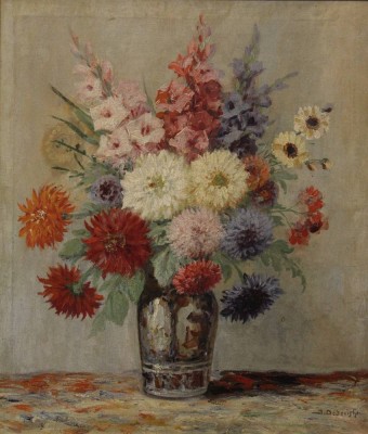 Auktion 356<br>Josef DEDERICHS (1873-1948/58) Blumen in Vase, Öl/Leinwand, gerahmt, RG 97 x 87cm. Sperrgut!!! [1]