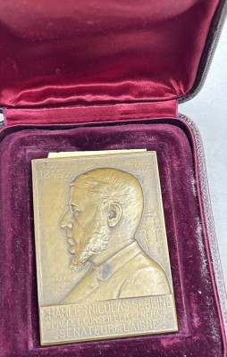 Auktion 356<br>Abel LA FLEUR (1875-1953) Bronze Portrait Plakette in Etui, 