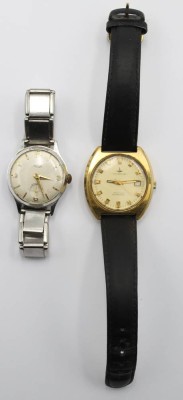 Auktion 357<br>2x div. Armbanduhren, Kienzle (läuft kurz an ) und Dugena Tropicana Automatic (Werk läuft), je in getragener Erhaltung, D-3,2cm u. 3,6cm [1]