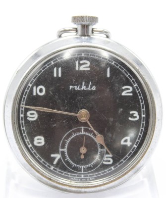 Auktion 357<br>Taschenuhr, Ruhla, DDR, Kronenaufzug, Werk läuft , D-5cm, Gebrauchsspuren [1]