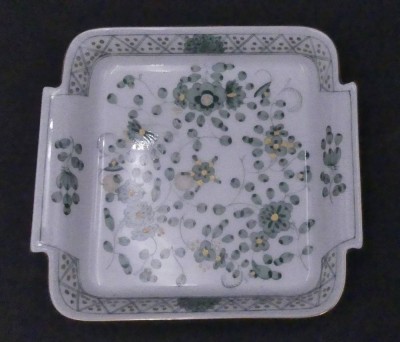 Auktion 357<br>kl. Meissen Schale,Indian. grüne Blumen mit Gold, 10x10 cm, 1.Wahl [1]