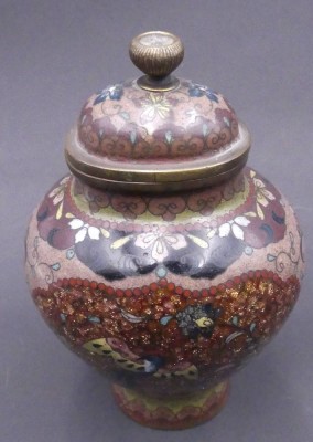 Auktion 357<br>alte China Cloisonnè  Teedose, guter Zustand, H-12,5 cm [1]