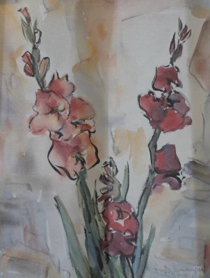 Auktion 357<br>A. Schwenkendike o.ä., Blumen, Aquarell, ungerahmt, BG 68 x 51,8cm [1]