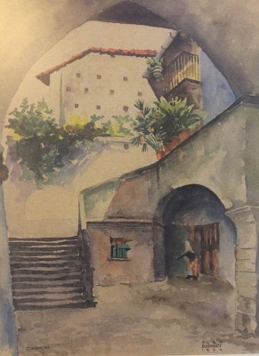 Auktion 357<br>Egon Schwarz 1944, Italien betiteltes Aquarell, ger./Glas, RG 41 x 33cm [1]