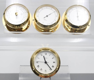 Auktion 357<br>Barometer, Thermometer, Hygrometer und Uhr, WEMPE, in maritim Look, Messing, guter Zustand, ca. D-8,8cm T-3,8cm [1]